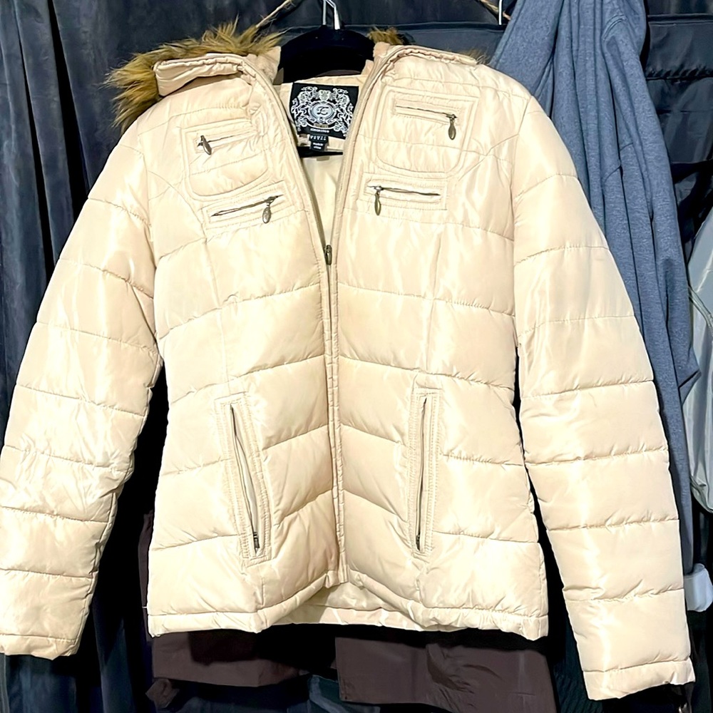Esprit cream fur hood jacket